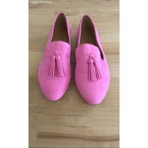 J.Crew Pink Women's Faux Suede Tassel Loafers - Size 8.5